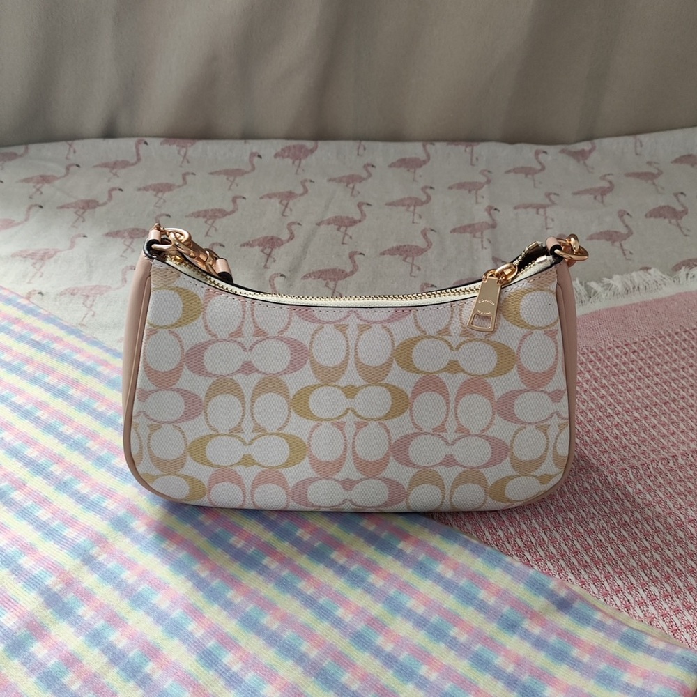 Coach Pink and Cream Signature Mini Shoulder Bag - Picture 8 of 12